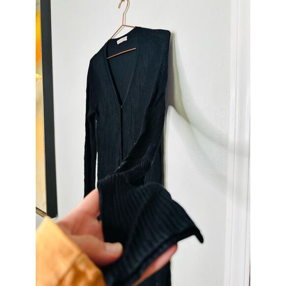ADEAM Black Long Sleeve V-Neckline Hidden Button Front Shift Dress Size Large - Picture 4 of 8